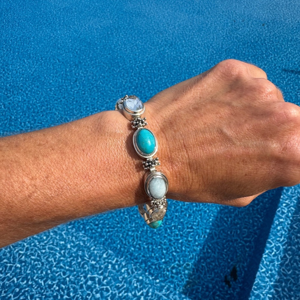 Michael Dawkins Silver and Turquoise Bracelet - Picture 4 of 5